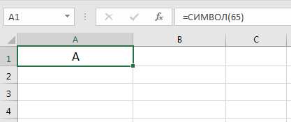 Функция СИМВОЛ() в Microsoft Excel.